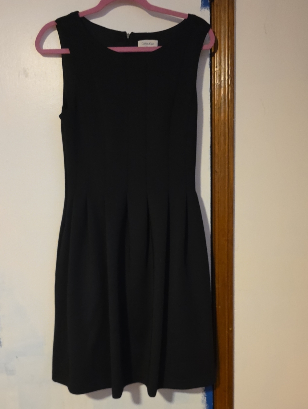 Calvin Klein Black Sleeveless Pleated Skater Dress
